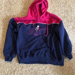 Vintage Betty Boop Hoodie 2002 Cartoon Color-block Pullover Sweater XL Y2K